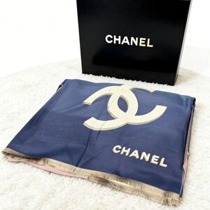 Chanel Navy Blue CC Logo Scarf